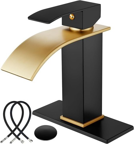Black gold bathroom - bathroom, sink