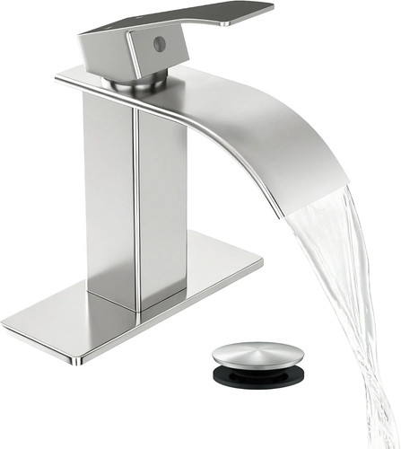 Brushed nickel bathroom sink - bathroom,