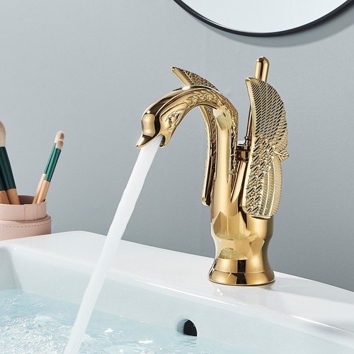 Gold swan bathroom sink basin - bathroom,